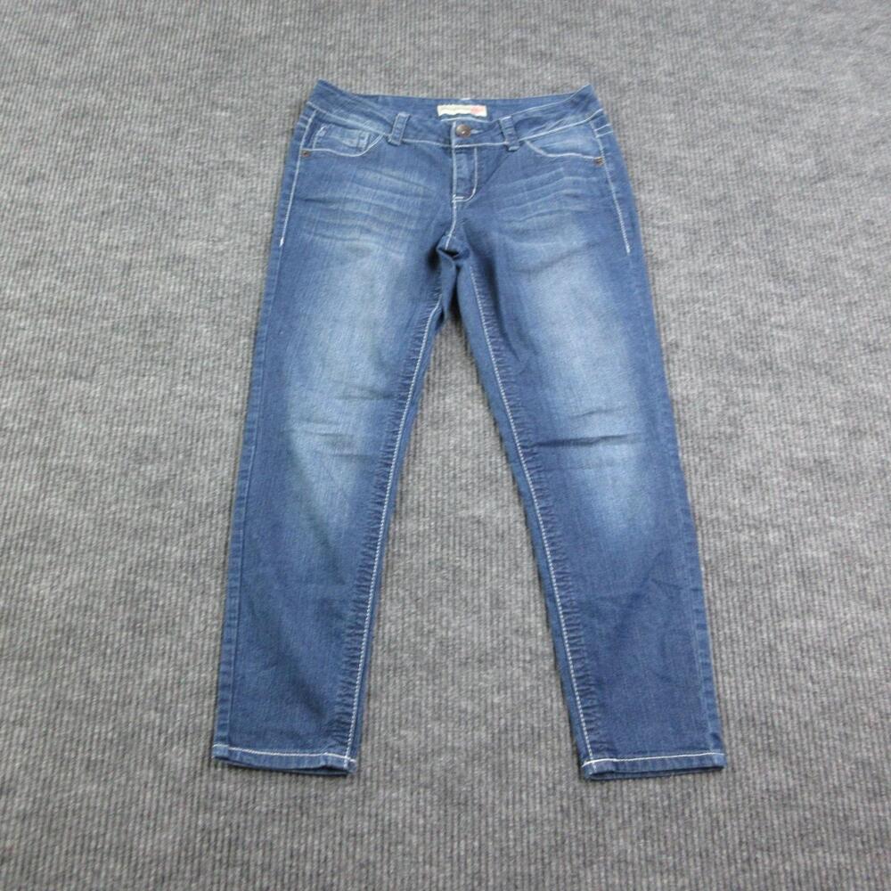 Paris Blues Jeans Womens 9 Blue Skinny Low Rise Stretch Medium Wash Denim 30x26*